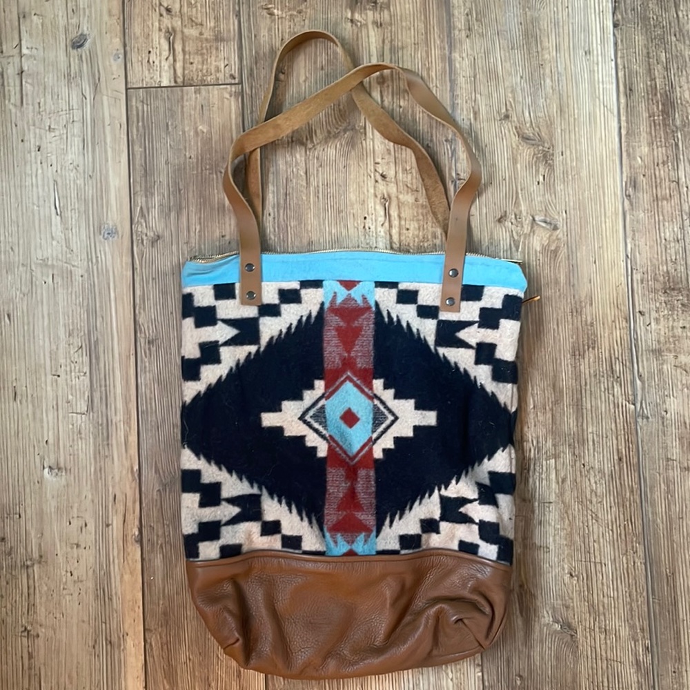 Nan made wool and lather tote